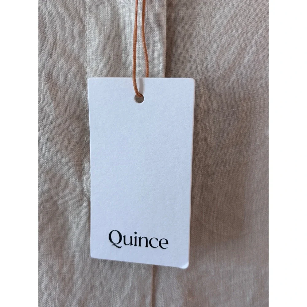 Quince 100% European Linen Pleated Trouser Wide Leg‎ Pants Beige NWT Womens 14